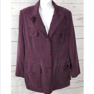 Newport News Button Front Jacket Blazer Plum Sz 12